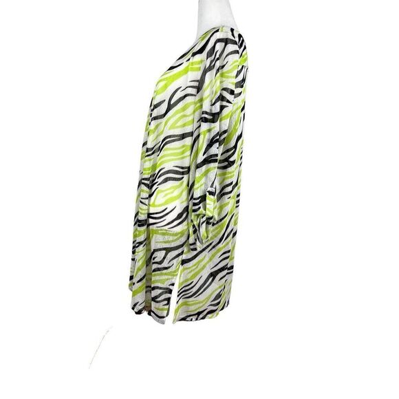 NWT Multiples Going Green Sheer Open Front Zebra Cardigan Large - Picture 3 of 12